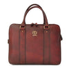 Pratesi Bruce Range Magliano U-Zip Leather Briefcase, Top Handle Work Bag in Burgundy