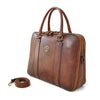 Side of Pratesi Bruce Range Magliano U-Zip Leather Briefcase, Top Handle Work Bag