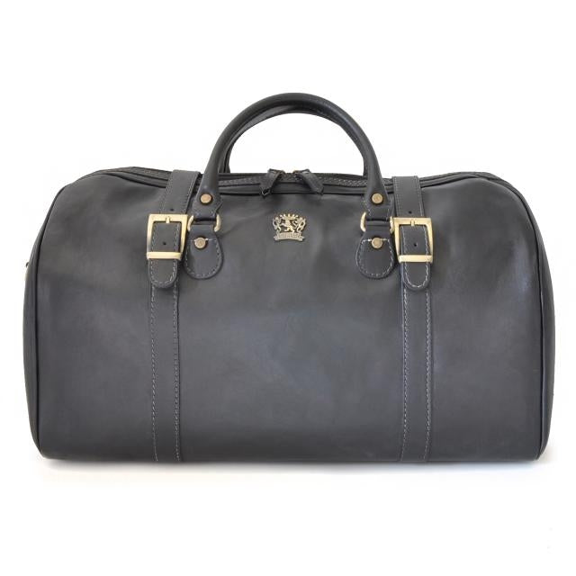 Pratesi Bruce Range Perito Moreno Leather Duffle Bag, Travel Carry on in Black