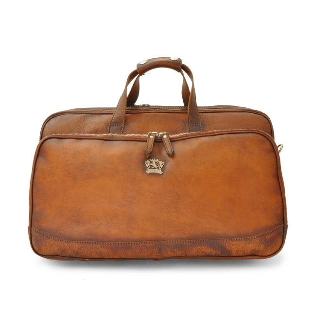 Pratesi Bruce Range Transiberiana Rolling Duffle Bag 20" Leather Carry on in Brown