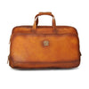 Pratesi Bruce Range Transiberiana Rolling Duffle Bag 20" Leather Carry on in Cognac