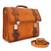Front of Pratesi Bruce Range Vallombrosa Double compartment Leather Briefcase with Strap
