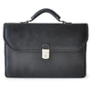 Pratesi Bruce Range Piccolomini Leather Briefcase With Rear Accordion Pocket in Black