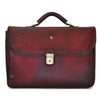 Pratesi Bruce Range Piccolomini Leather Briefcase With Rear Accordion Pocket in Burgundy