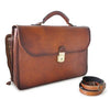 Side of Pratesi Bruce Range Piccolomini Leather Briefcase With Rear Accordion Pocket