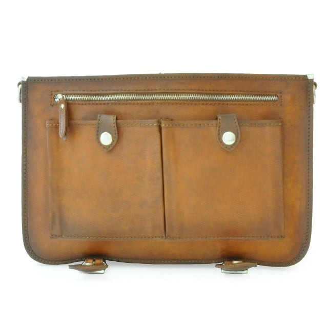 Pratesi Bruce Range Secchieta Briefcase, Leather Messenger Bag, Opened