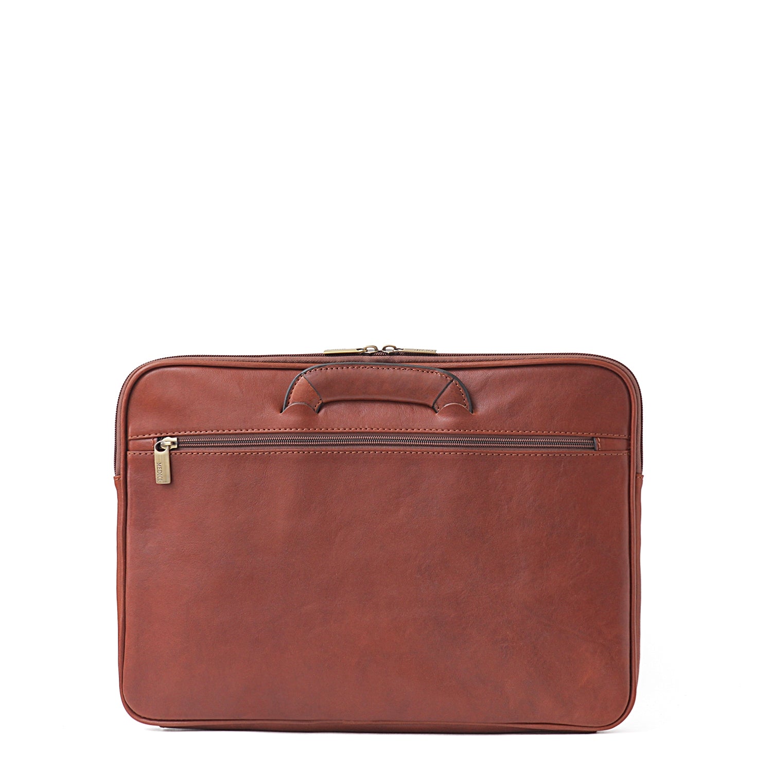 Contacts Genuine Leather Laptop Briefcase – Slim Document Bag For Men, Crazy Horse Leather, Coffee Brown