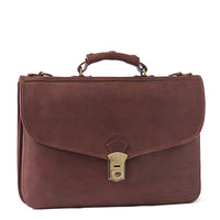 Front of I Medici Scafaftti Triple Gusset Briefcase in Chocolate