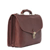 Side of I Medici Scafaftti Triple Gusset Briefcase in Chocolate