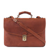 Strap of I Medici Scafaftti Triple Gusset Briefcase in Brown