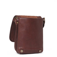 Side of I Medici Varese Small Crossbody Purse in Chocolate, Opened