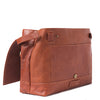 Front of I Medici Pesaro Expandable Messenger Bag in Brown, Opened