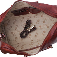 Inside of I Medici 18" Small Italian Leather Duffel Bag, Travel Luggage
