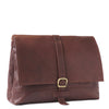 Front of I Medici Pesaro Expandable Messenger Bag in Chocolate