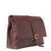 Side of I Medici Pesaro Expandable Messenger Bag in Chocolate, Opened