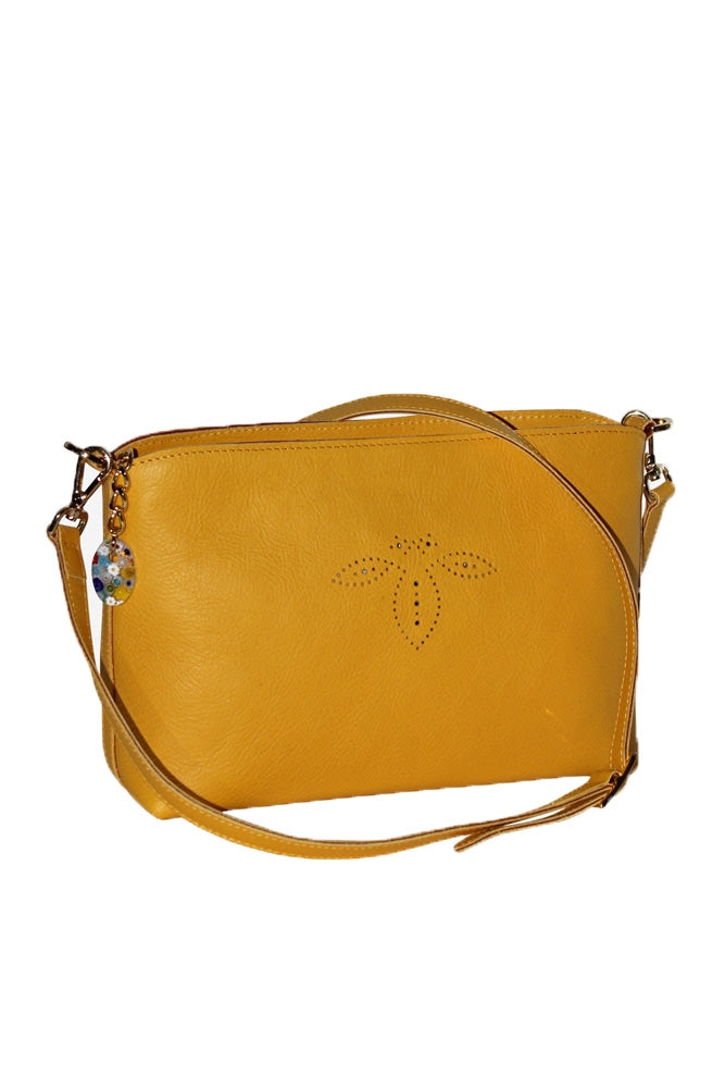 Terrida Murano Collection Small Shoulder Bag, Leather Purse in Yellow