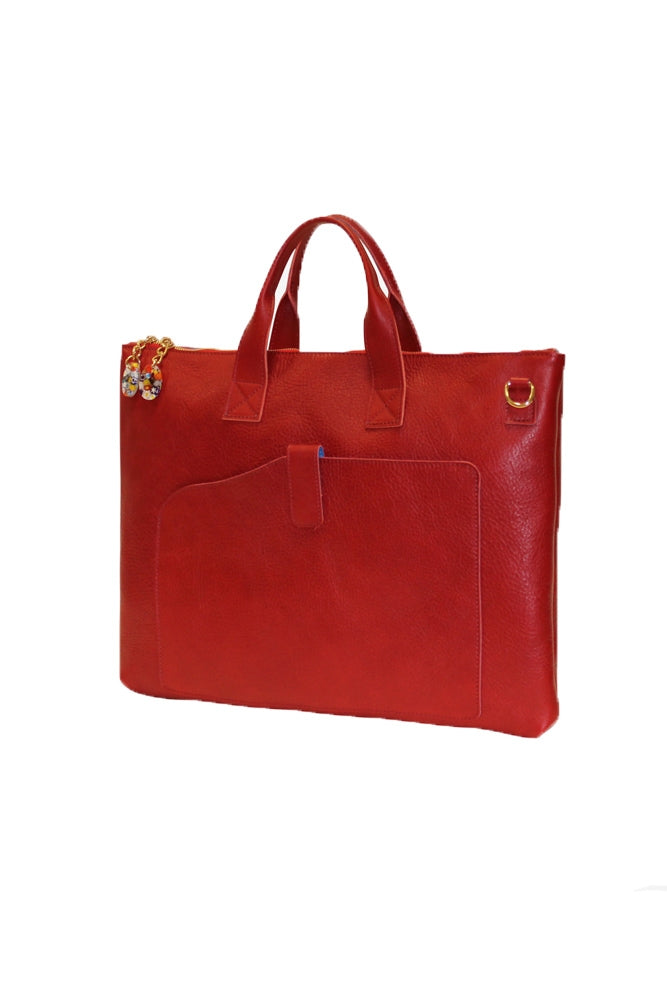 Terrida Murano Collection Slim Briefcase for Women in Red