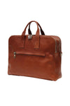Terrida Marco Polo Collection Leather Briefcase, Top Zip Business Bag in Brown