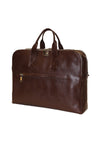 Terrida Marco Polo Collection Leather Briefcase, Top Zip Business Bag in Dark Brown