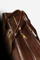 Handle of Terrida Marco Polo Collection Leather Briefcase, Top Zip Business Bag