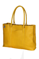 Terrida Murano Collection Leather Handbag, Top Handle Tote Bag in Yellow