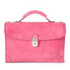 Pratesi Radica Range Leccio Single Compartment Leather Briefcase, Front Accordion Pocket in Pink