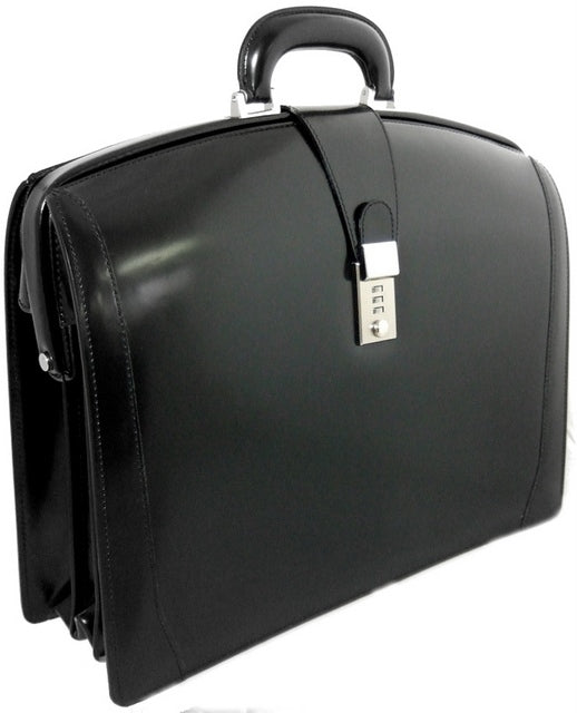 Pratesi Radica Range Brunelleschi Small Lawyer's Briefcase, Leather Attorney Bag in Black