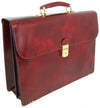 Pratesi Radica Range Donatello Leather Briefcase, Flap Over Work Bag in Burgundy