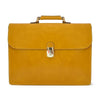 Pratesi Radica Range Donatello Leather Briefcase, Flap Over Work Bag in Mustard