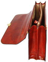 Inside of Pratesi Radica Range Donatello Leather Briefcase, Flap Over Work Bag